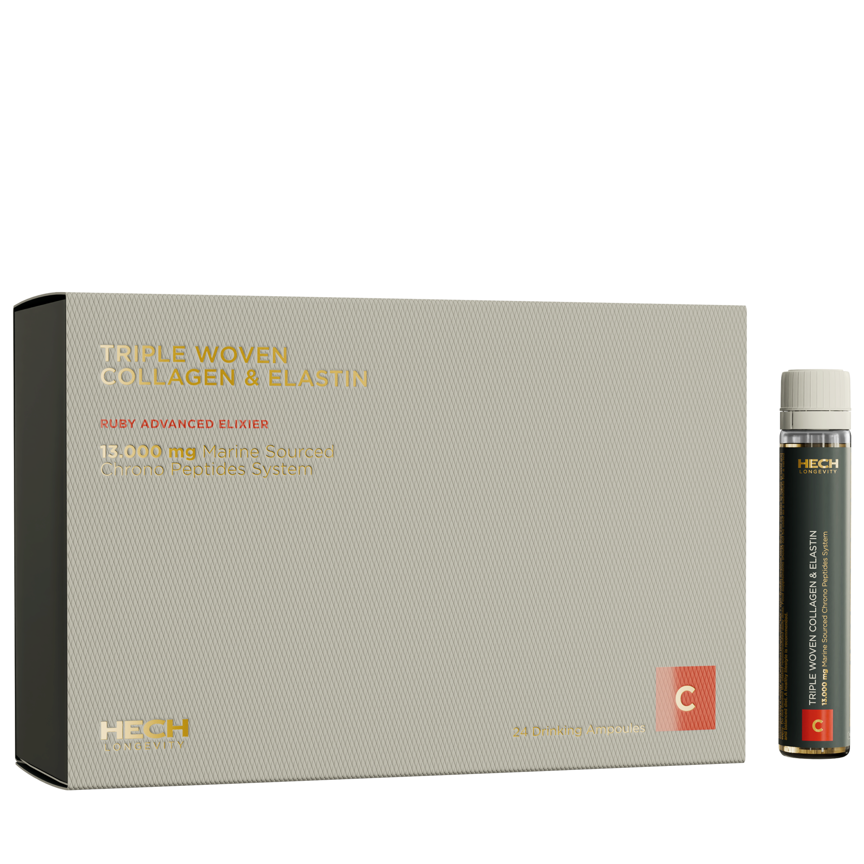 HECH® TRIPLE WOVEN COLLAGEN & ELASTIN | RUBY ADVANCED ELIXIER <br> 24 Ampullen
