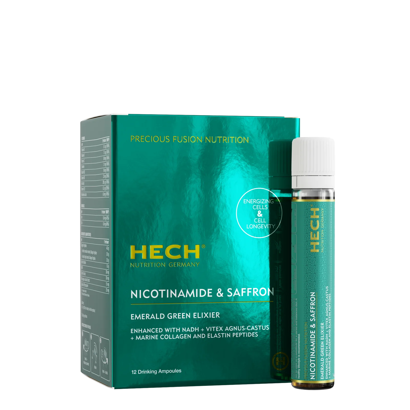 HECH® NICOTINAMIDE & SAFFRON - EMERALD GREEN ELIXIER </p> 12 Ampullen