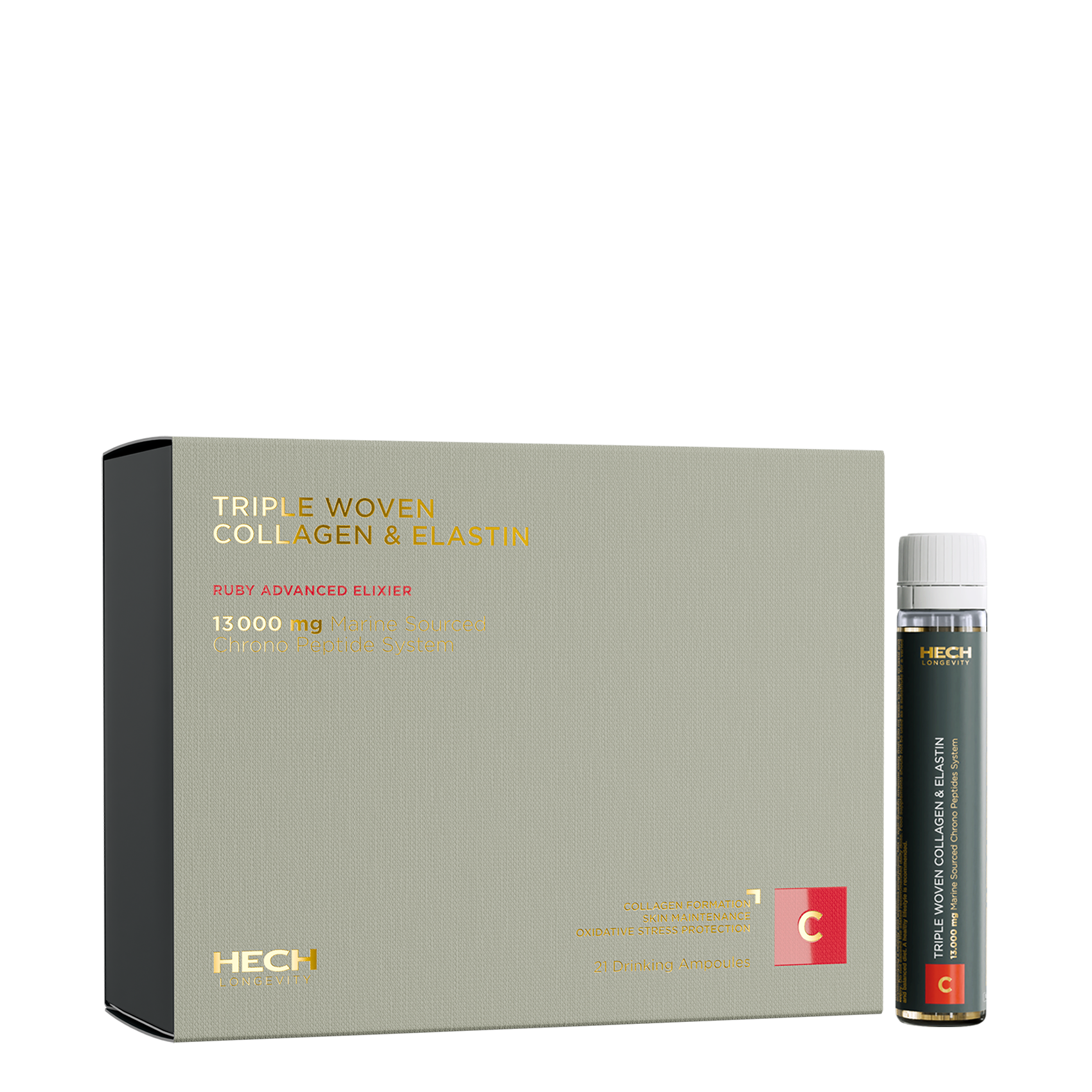 HECH® TRIPLE WOVEN COLLAGEN & ELASTIN | RUBY ADVANCED ELIXIER<br> 21 Ampoules
