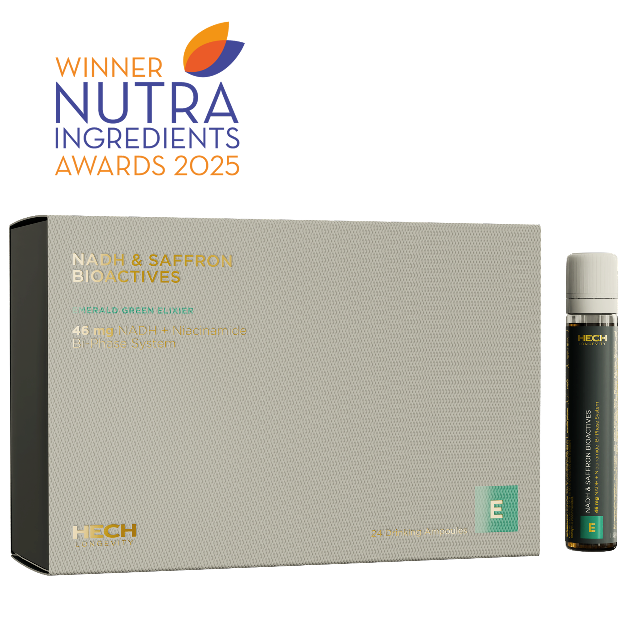 HECH® EMERALD GREEN ELIXIER | NADH & SAFFRON BIOACTIVES <br>24 Ampoules