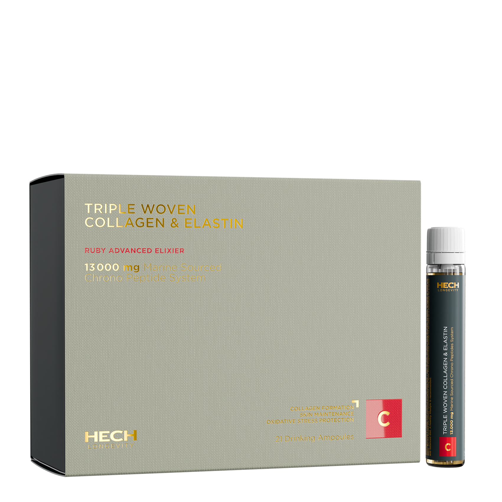 HECH® TRIPLE WOVEN COLLAGEN & ELASTIN | RUBY ADVANCED ELIXIER<br> 21 Ampoules