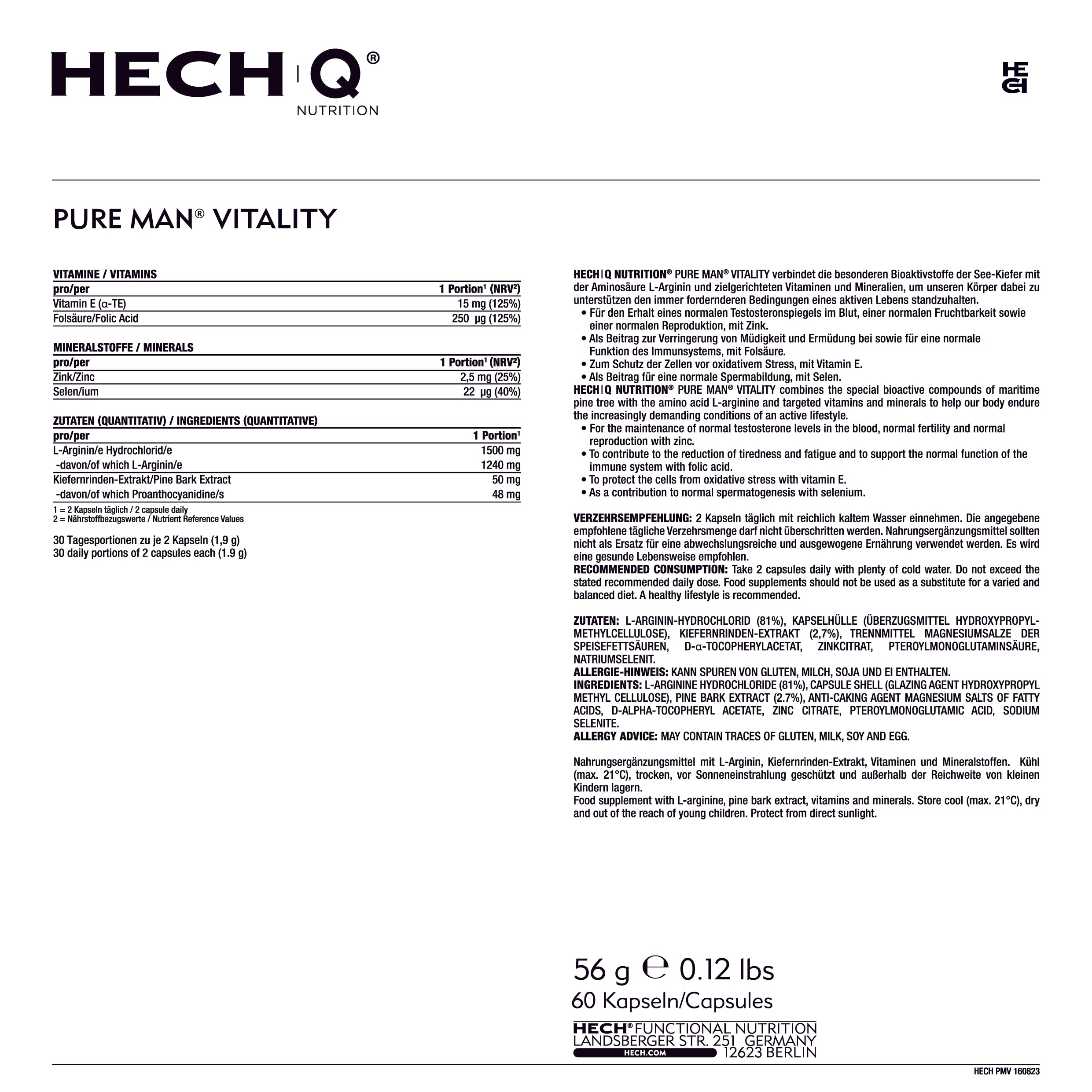 HECH | Q NUTRITION® PURE MAN VITALITY </p> 60 Kapseln