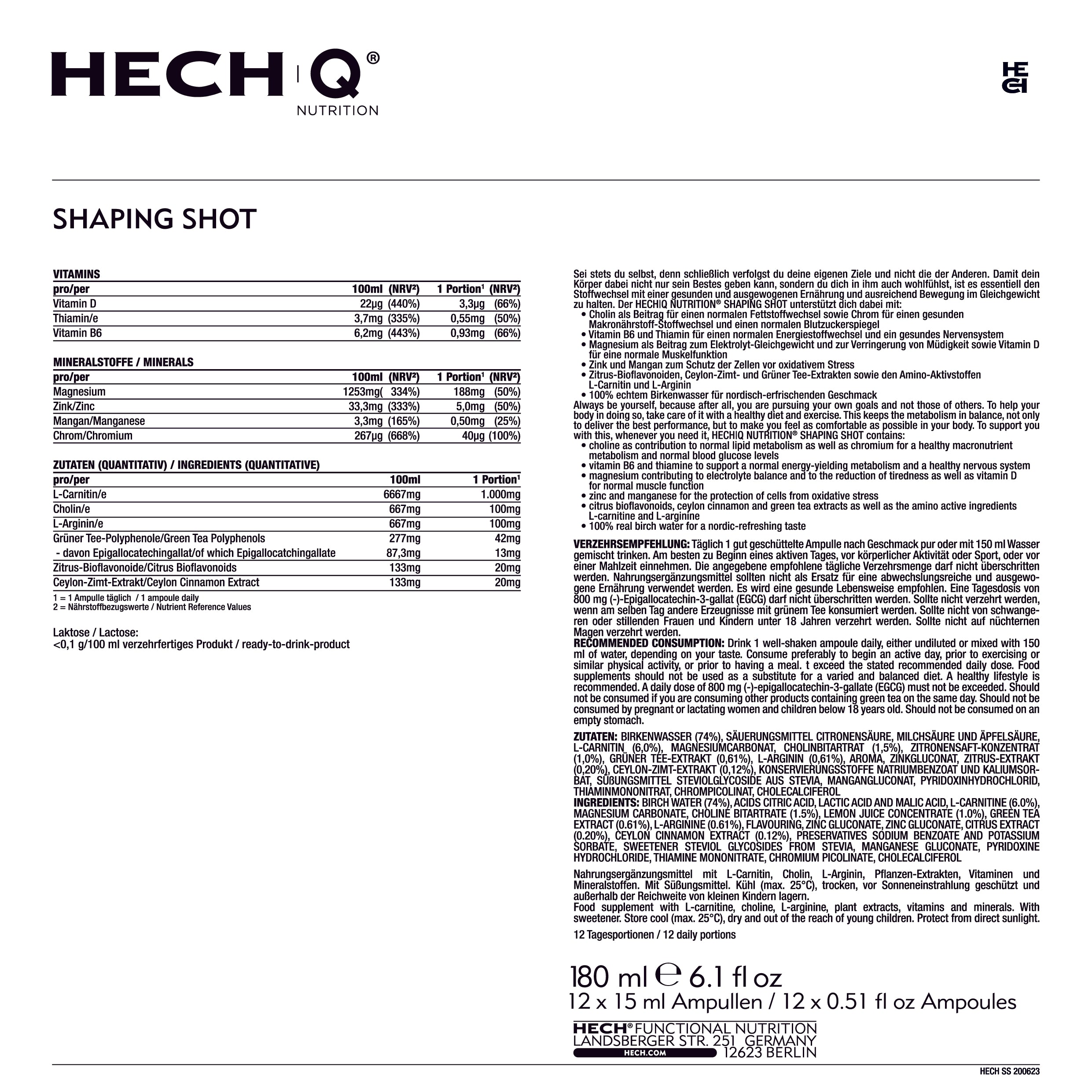 HECH |Q NUTRITION® SHAPING SHOT 12 Shots