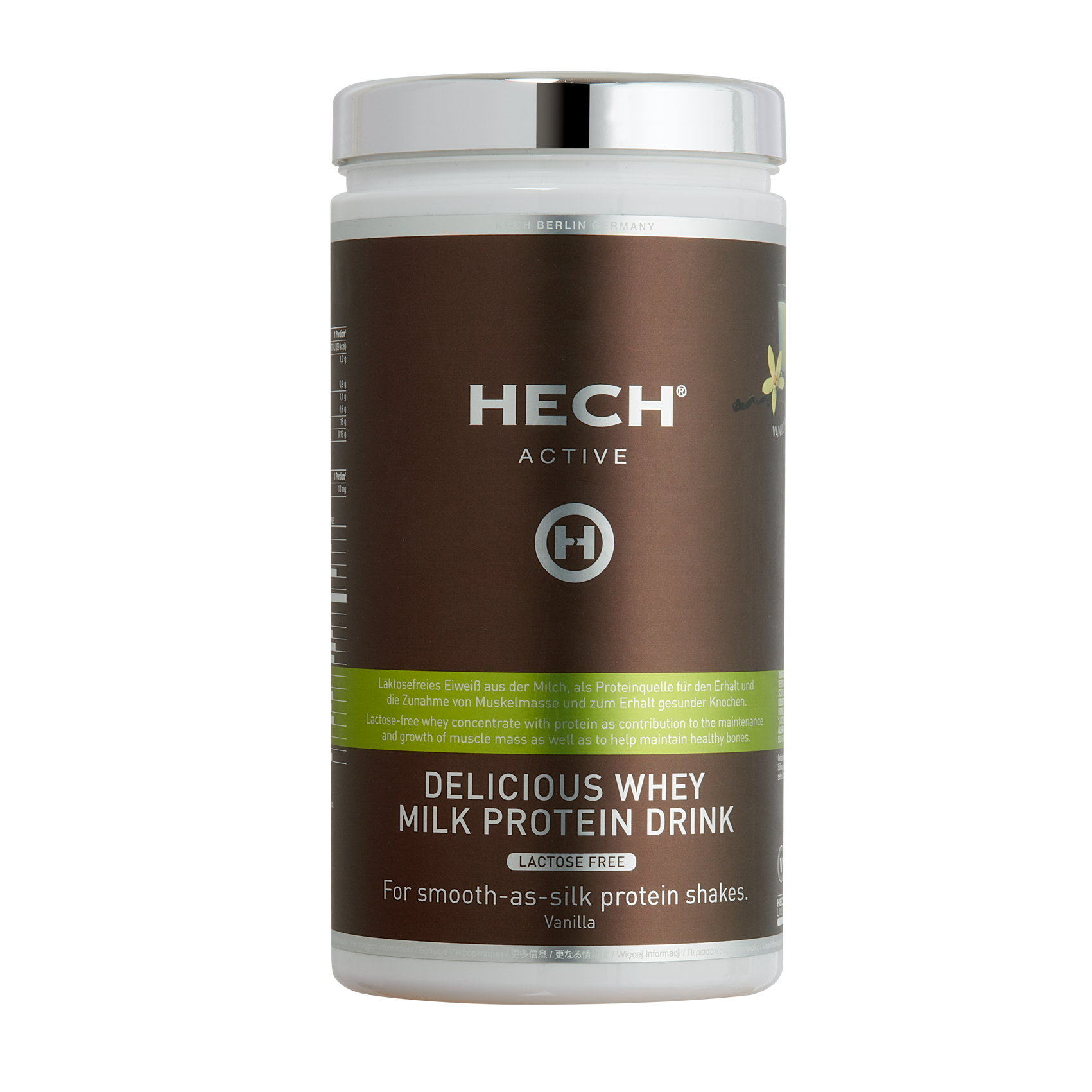 HECH Active Delicious Whey Milk Protein Drink Vanille, 500g Dose, Laktosefrei